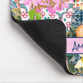 シックなブルーピンクのシチリアの柑橘系フローラタイル マウスパッド (コーナー)