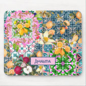 シックなブルーピンクのシチリアの柑橘系フローラタイル マウスパッド (正面)