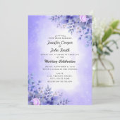 シックなブルーピンクローズウォーターカラー結婚ズインビタティ 招待状 (スタンド正面)