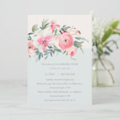 シックなブルーピンクローズオーキッドフローラリハーサルディナー 招待状 (スタンド正面)