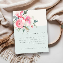 シックなブルーピンクローズオーキッド結婚フローラ詳細 エンクロージャーカード