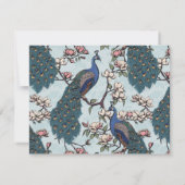 シックなブルーピーコックリプライカード 出欠カード (裏面)