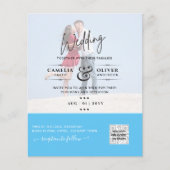 シックなブルーフォトウェディング招待QRコード救日 (正面)