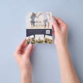 シックなブルーフォトウェディング招待QRコード救日 チラシ (手)