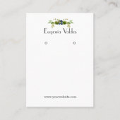 シックなブルーフラワーイヤリングディスプレイ 名刺 (正面)