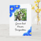 シックなブルーフラワーズペットフォト悔やみや弔慰 カード (黄色い花)