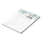 シックなブルーフローラスピルザティーブライダルシャワーゲーム ノートパッド (回転)