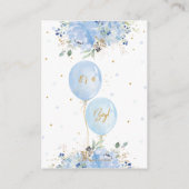 シックなブルーフローラバルーン男の赤ちゃんBring a Book エンクロージャーカード (裏面)