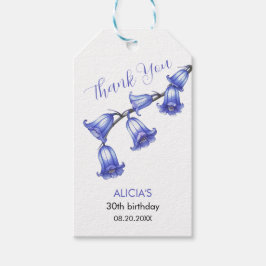 シックなブルーベルフラワーブロッサム誕生日ありがとう ギフトタグ