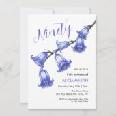 シックなブルーベルフラワーブロッサム90誕生日 招待状 (正面)