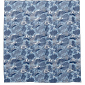 シックなブルーホワイトウィローチャイノイセリーコテージ シャワーカーテン (正面)