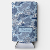 シックなブルーホワイトウィローチャイノイセリーコテージ スリム缶クーラー (正面)