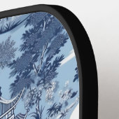 シックなブルーホワイトウィローチャイノイセリーコテージ ピックルボールラケット (左詳細)