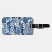 シックなブルーホワイトウィローチャイノイセリーコテージ ラゲッジタグ (正面横)
