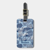 シックなブルーホワイトウィローチャイノイセリーコテージ ラゲッジタグ (正面縦)