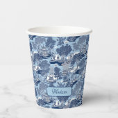 シックなブルーホワイトウィローチャイノイセリーコテージ 紙コップ (裏面)