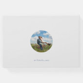 シックなブルーホワイトカップル写真フローラデイジー結婚ズ ゲストブック (裏面)