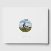 シックなブルーホワイトカップル写真フローラデイジー結婚ズ ゲストブック (裏面)