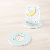 シックなブルーホワイトドットボウオーナメントクリスマス コースター (側面)