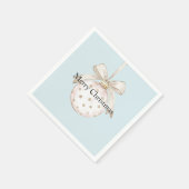 シックなブルーホワイトドットボウオーナメントクリスマス スタンダードカクテルナプキン (角)