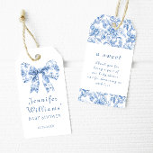 シックなブルーボウフローラ男の赤ちゃんシャワーサンキュー ギフトタグ