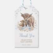 シックなブルーボーホハイランドカウボーイベビーシャワー ギフトタグ (正面)