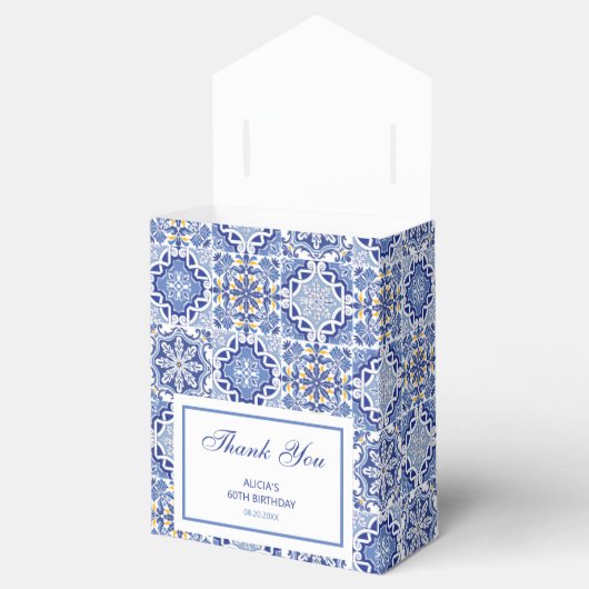 シックなブルーポルトガルのアズレジョイエローリリーありがとう フェイバーボックス (オープン)