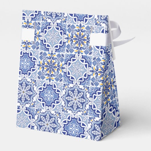 シックなブルーポルトガルのアズレジョイエローリリーありがとう フェイバーボックス (裏面サイド)