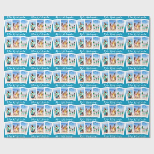 シックなブルーメレカリキマカビーチ写真クリスマス ラッピングペーパー (フラット)