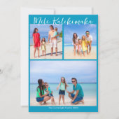 シックなブルーメレカリキマカフォトコラージクリスマス シーズンカード (正面)