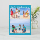 シックなブルーメレカリキマカフォトコラージクリスマス シーズンカード (スタンド正面)