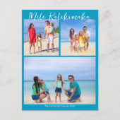 シックなブルーメレカリキマカフォトコラージクリスマス ポストカード (正面)