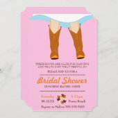 シックなブルー女性のカーボーイカントリーブライダルシャワー招待 招待状 (正面/裏面)