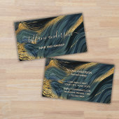 シックなブルー金ゴールドグリッターマーブルアゲートメイクアップアーティスト 名刺