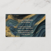 シックなブルー金ゴールドグリッターマーブルアゲートメイクアップアーティスト 名刺 (裏面)