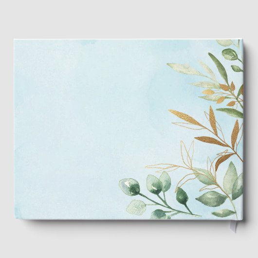 シックなブルー金ゴールドサファリジャングル動物ベビーシャワー ゲストブック (裏面)