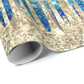シックなブルー、ターコイズ、金ゴールド ラッピングペーパー (ロールコーナー)
