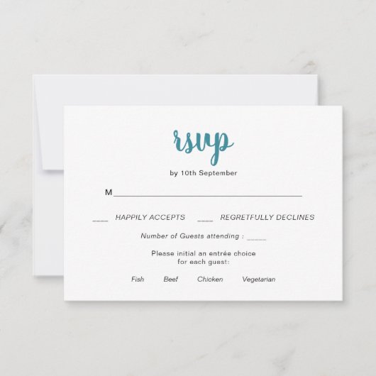 シックなブルー&ピンクウォーターカラーフローラウェディングRSVP 出欠カード (正面)