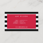 シックなブロガーのソーシャルメディア白黒ストライプ 名刺 (裏面)