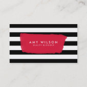 シックなブロガーのソーシャルメディア白黒ストライプ 名刺 (正面)