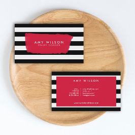 シックなブロガーのソーシャルメディア白黒ストライプ 名刺