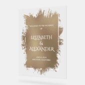 シックなブロンズのスプラッシュ結婚の歓迎 アクリルサイン (傾斜)