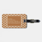 シックなブロンズアイボリーダイヤモンドパターンモノグラム ラゲッジタグ (裏面横)
