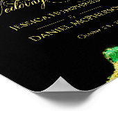 シックなブロンズブラックグリーン結婚金ゴールドのウェルカムサイン ポスター (角)