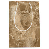 シックなブロンズ金ゴールド ミディアムペーパーバッグ (正面)