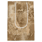 シックなブロンズ金ゴールド ミディアムペーパーバッグ (裏面)