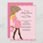 シックなブロンドの妊娠したお母さんのベビーシャワー 招待状 (正面/裏面)