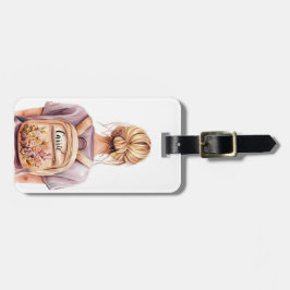 シックなブロンド女性イラストレーションラゲージタグ ラゲッジタグ