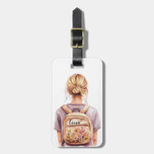 シックなブロンド女性イラストレーションラゲージタグ ラゲッジタグ (正面縦)