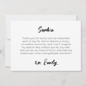 シックなブーケが私のメイド・オブ・オーナー(花嫁付き添い人)提案 カード (裏面)